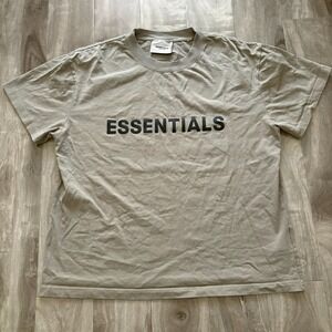 Fear of God Essentials T-Shirt XL Beige Gray Streetwear Tee